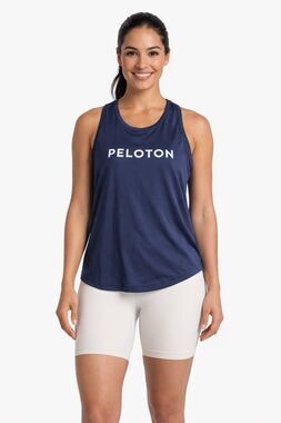 Peloton Tank Top Shirt Women's Size 1X Blue White Racerback NWOT
